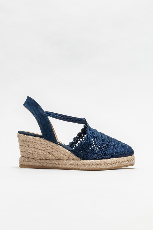 Lacivert dolgu topuklu kadın sandalet - Elle Shoes
