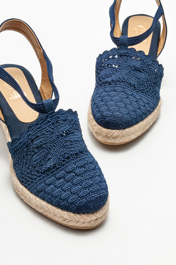 Lacivert dolgu topuklu kadın sandalet - Elle Shoes