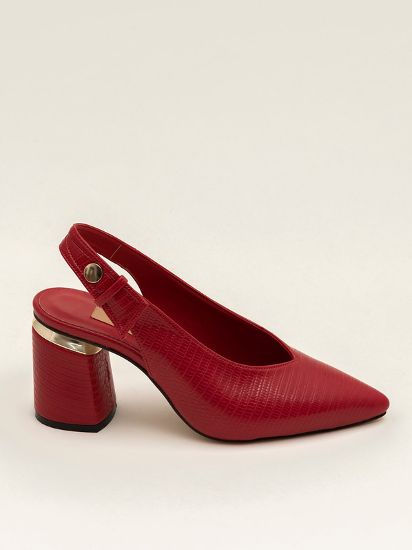 Kırmızı kalın topuklu kadın ayakkabı - Elle Shoes