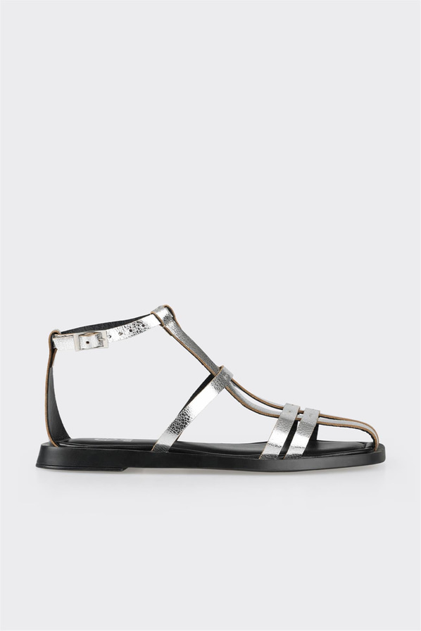 Lame deri düz kadın sandalet - Elle Shoes