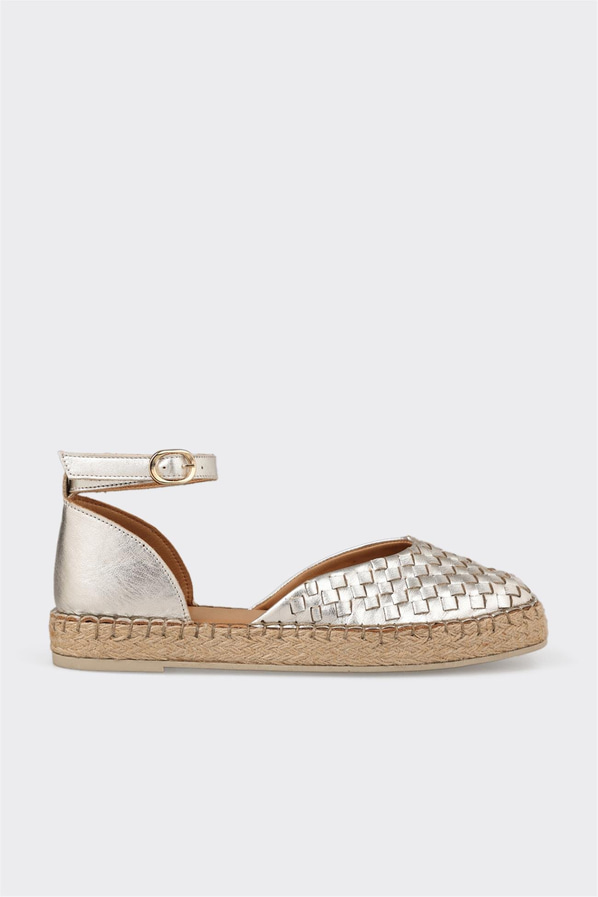 Lame Deri Kadın Espadril