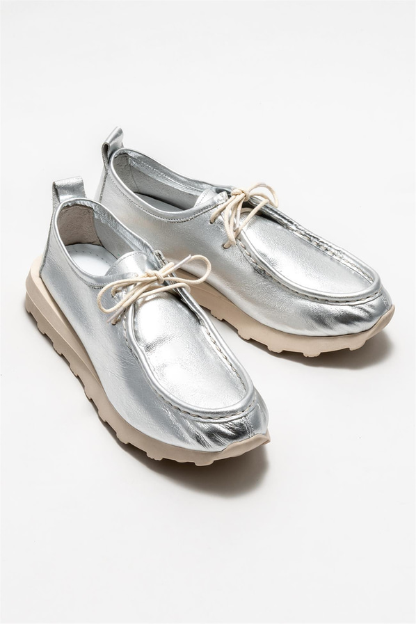 Lame deri kadın düz ayakkabı, günlük kullanım için - Elle Shoes