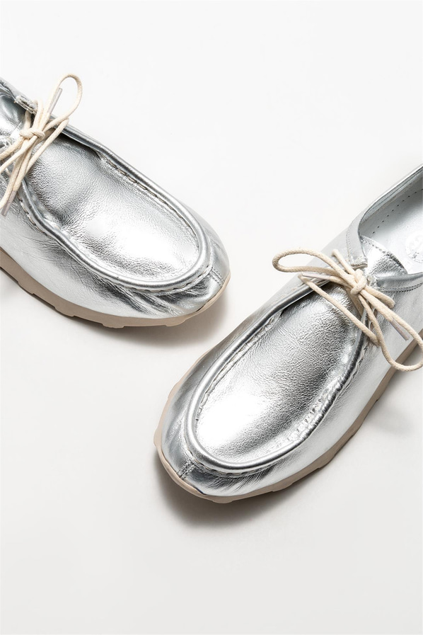 Lame deri kadın düz ayakkabı, günlük kullanım için - Elle Shoes
