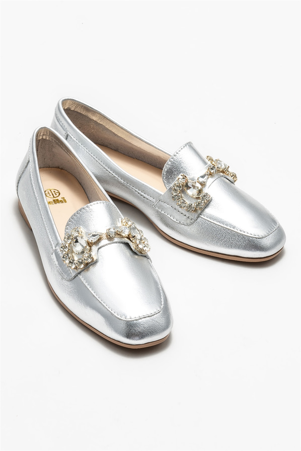 Lame deri kadın loafer - Elle Shoes