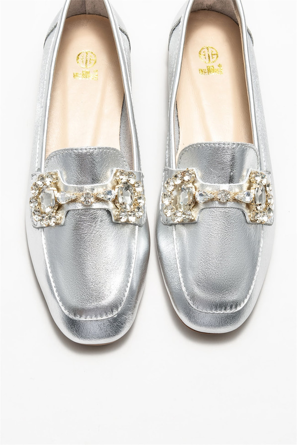 Lame deri kadın loafer - Elle Shoes