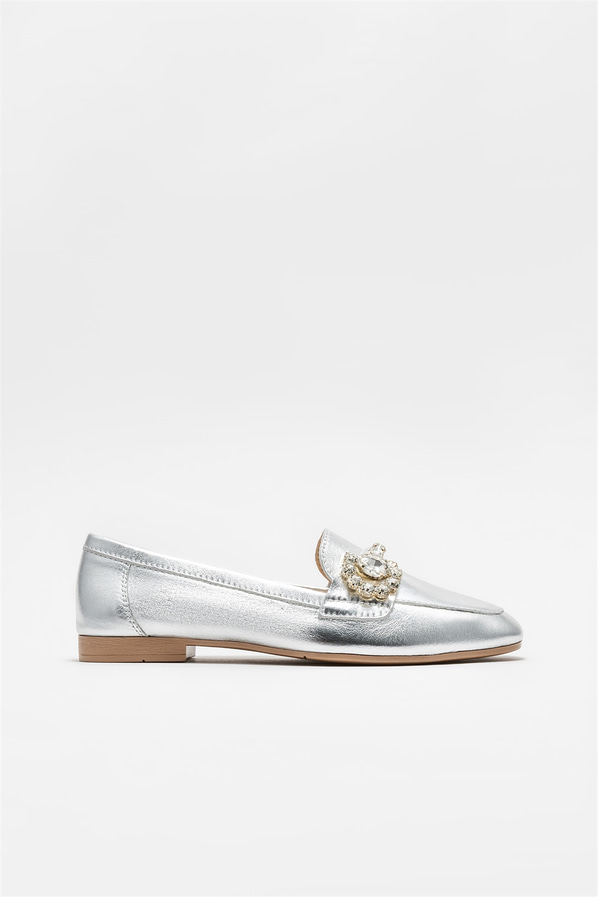 Lame deri kadın loafer - Elle Shoes