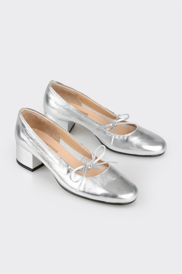 Lame deri topuklu kadın ayakkabı - Elle Shoes