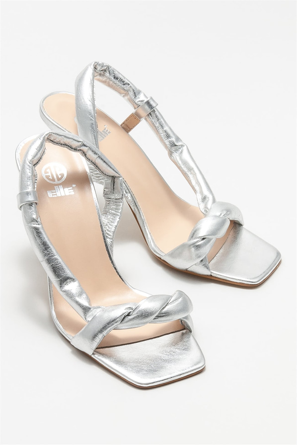 Lame deri topuklu kadın sandalet - Elle Shoes