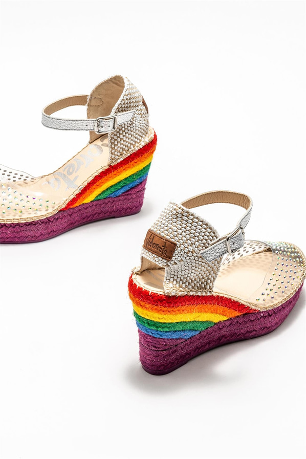 Lame dolgu topuklu kadın ayakkabı - Elle Shoes