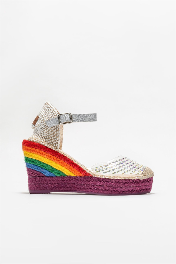 Lame dolgu topuklu kadın ayakkabı - Elle Shoes
