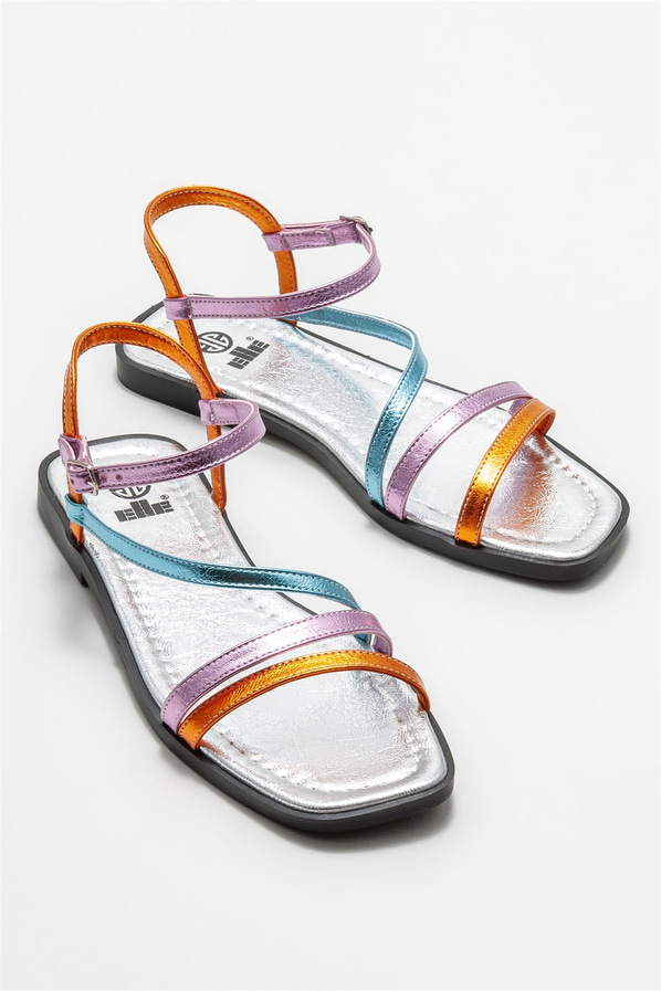 Lame düz kadın sandalet - Elle Shoes