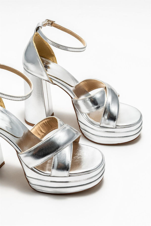 Lame topuklu kadın sandalet - Elle Shoes
