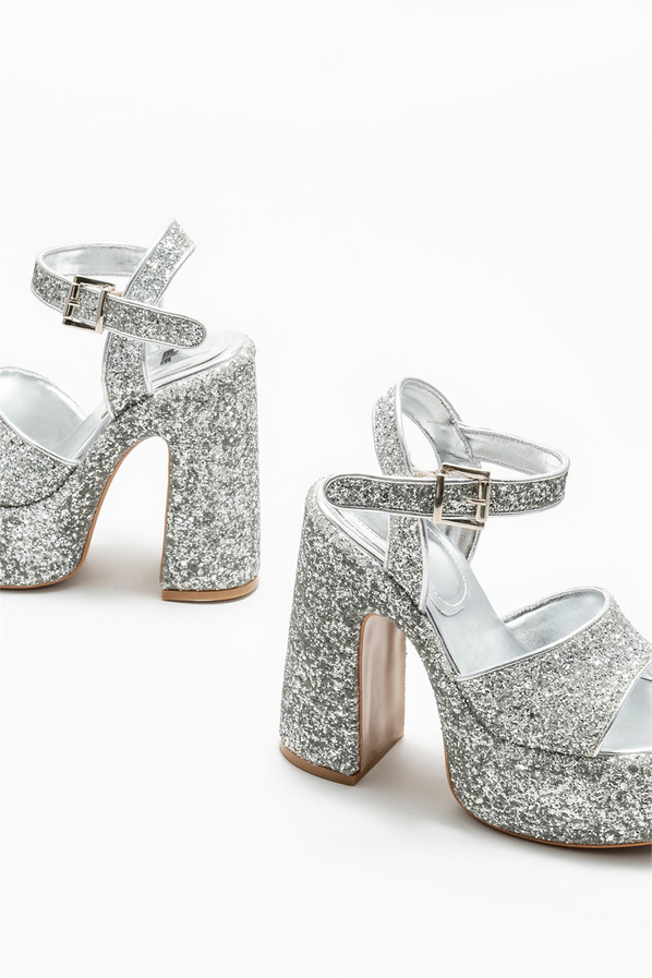 Lame topuklu kadın sandalet - Elle Shoes
