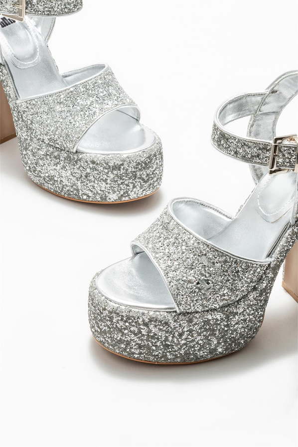 Lame topuklu kadın sandalet - Elle Shoes