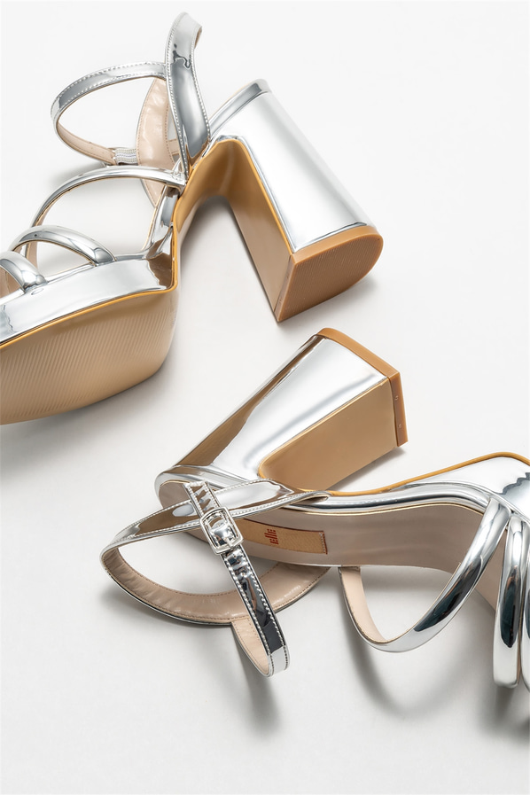 Lame topuklu kadın sandalet - Elle Shoes