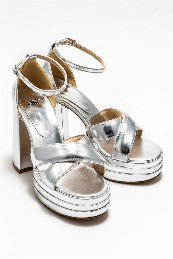 Lame topuklu kadın sandalet - Elle Shoes
