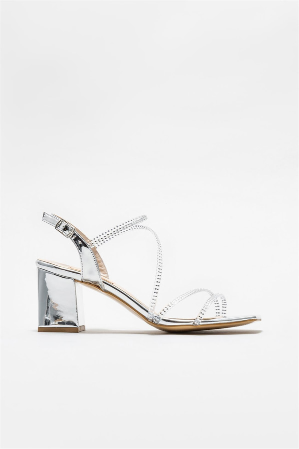 Lame kalın topuklu kadın sandalet, rahat kullanım için - Elle Shoes