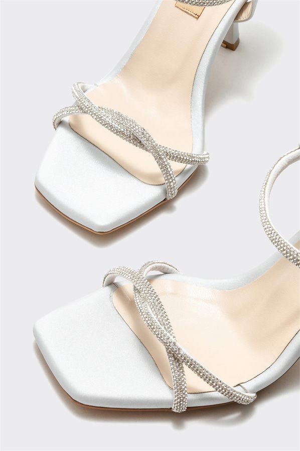 Lame ince topuklu kadın sandalet - Elle Shoes