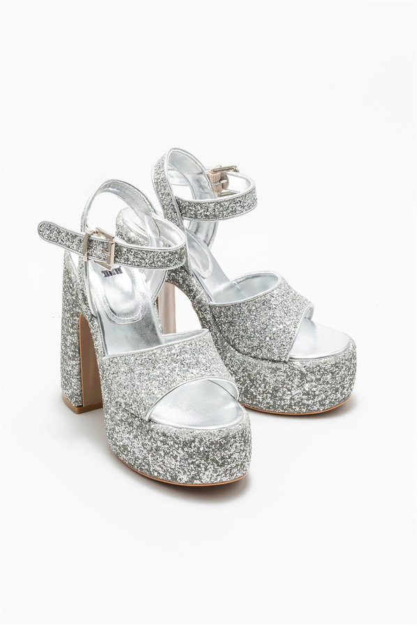 Lame topuklu kadın sandalet - Elle Shoes
