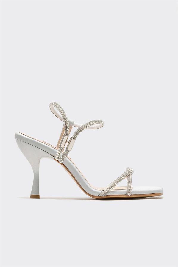 Lame ince topuklu kadın sandalet - Elle Shoes