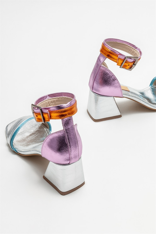 Lame topuklu kadın sandalet - Elle Shoes