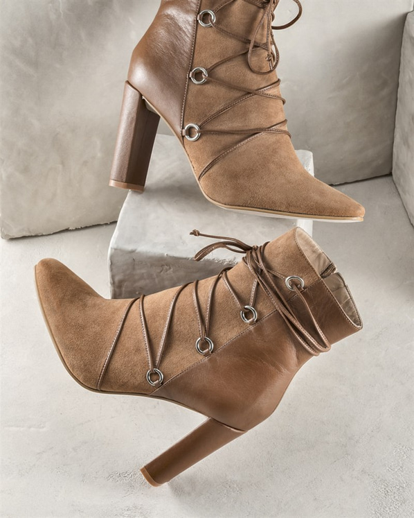 Naturel taba kadın bot - Elle Shoes