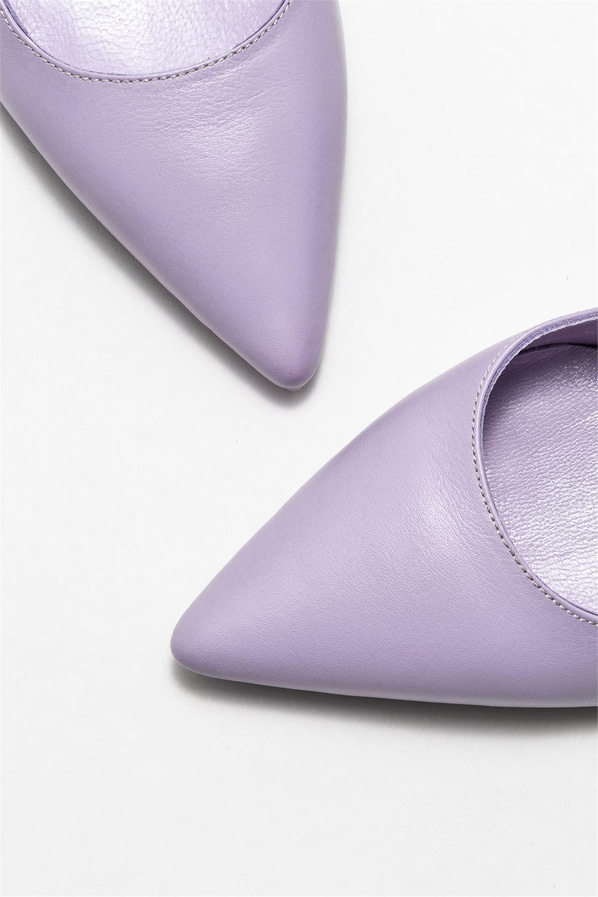 Lila deri kadın topuklu ayakkabı - Elle Shoes