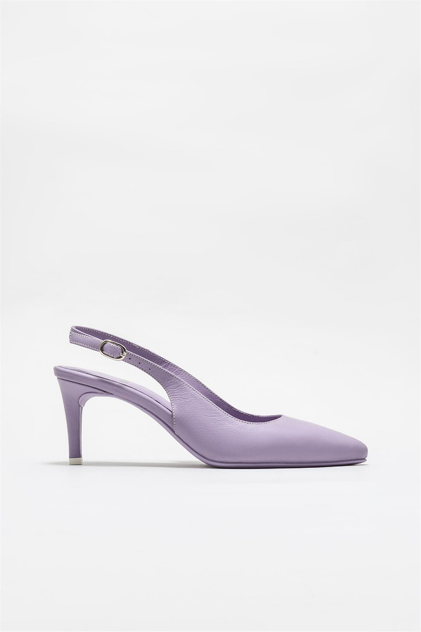Lila deri kadın topuklu ayakkabı - Elle Shoes