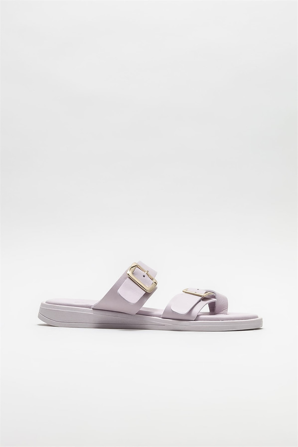Lila deri kadın terlik - Elle Shoes