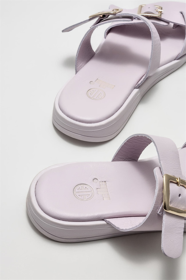 Lila deri kadın terlik - Elle Shoes
