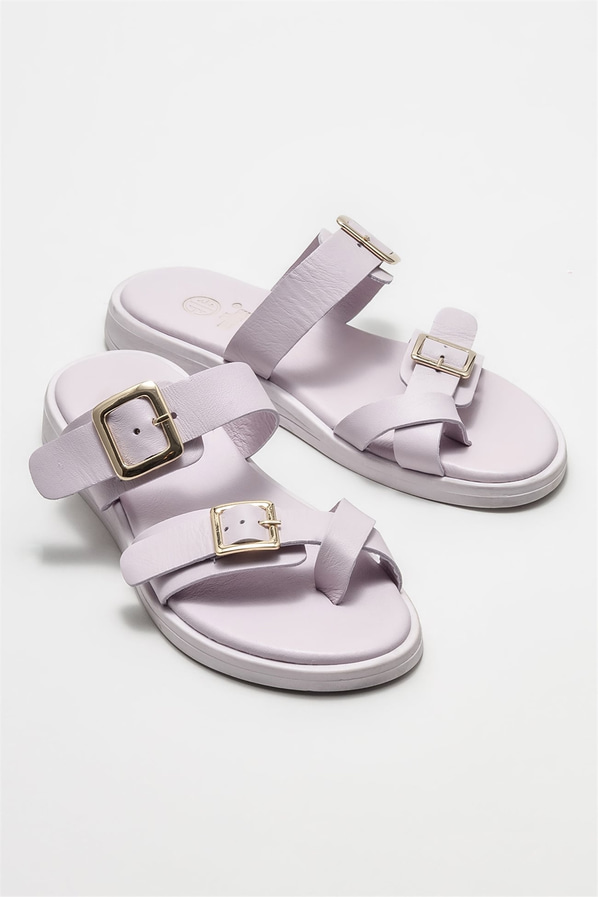 Lila deri kadın terlik - Elle Shoes