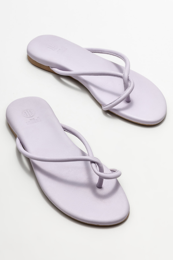 Lila deri kadın terlik - Elle Shoes