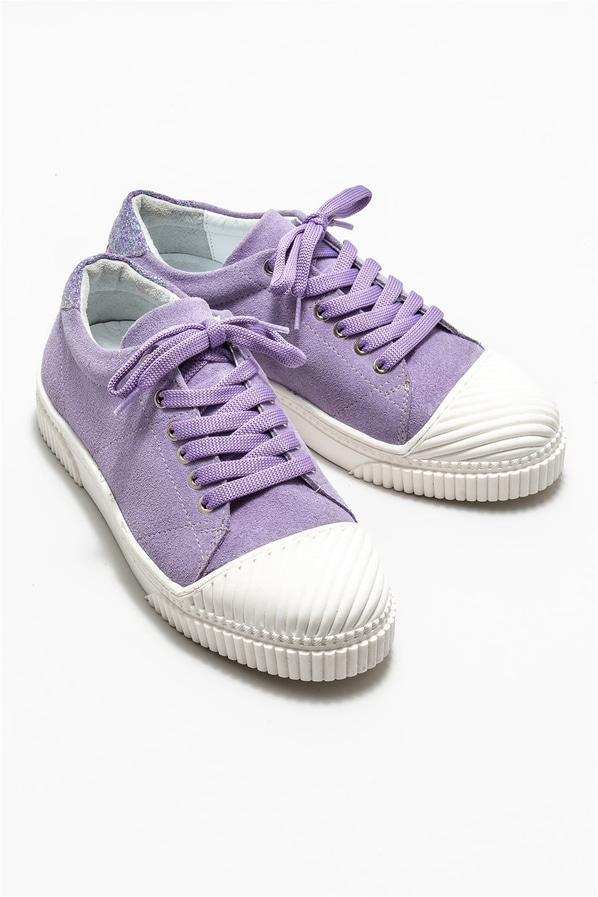 Lila deri kadın sneaker - Elle Shoes