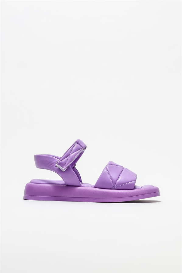 Lila deri kadın sandalet - Elle Shoes