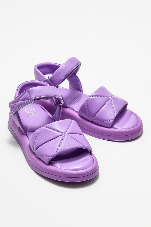 Lila deri kadın sandalet - Elle Shoes