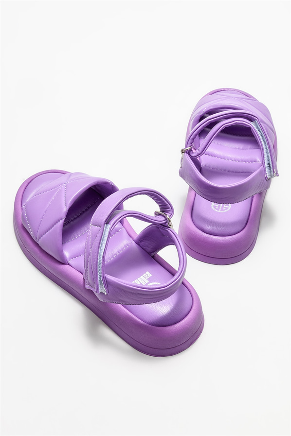 Lila deri kadın sandalet - Elle Shoes