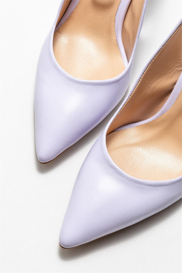 Lila deri ince topuklu kadın ayakkabı, rahat kullanım için - Elle Shoes