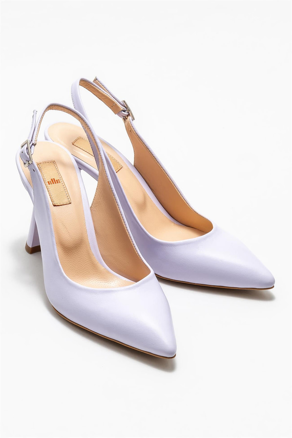 Lila deri ince topuklu kadın ayakkabı, rahat kullanım için - Elle Shoes