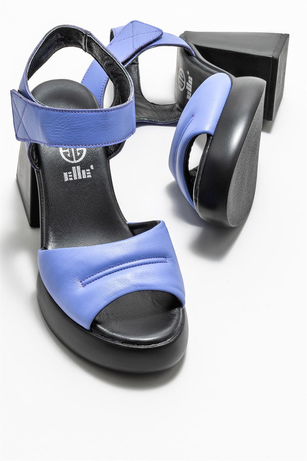 Lila deri topuklu kadın sandalet - Elle Shoes