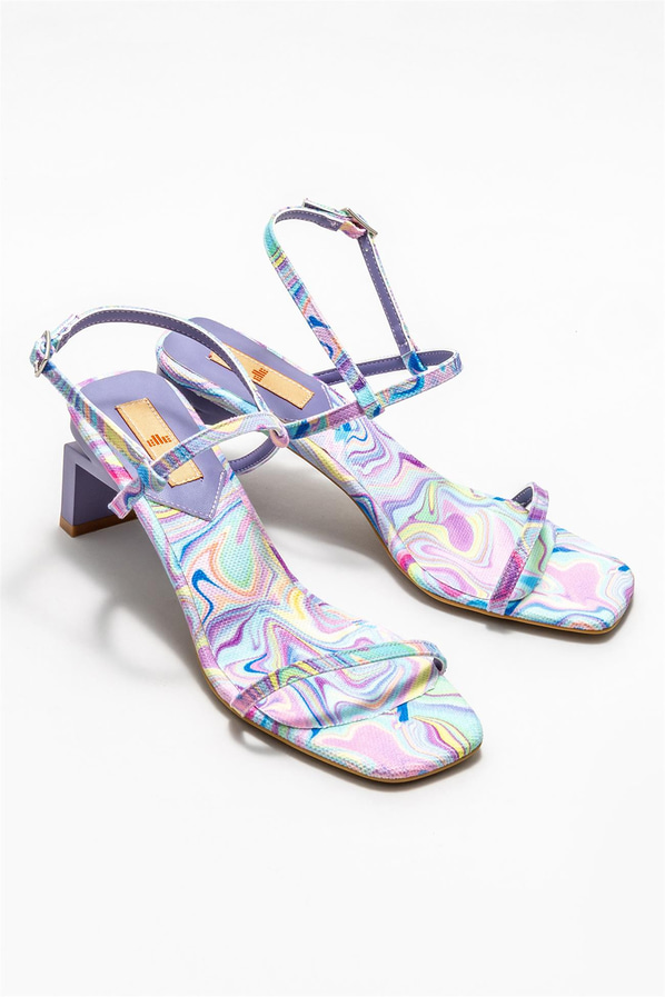 Lila topuklu kadın sandalet - Elle Shoes