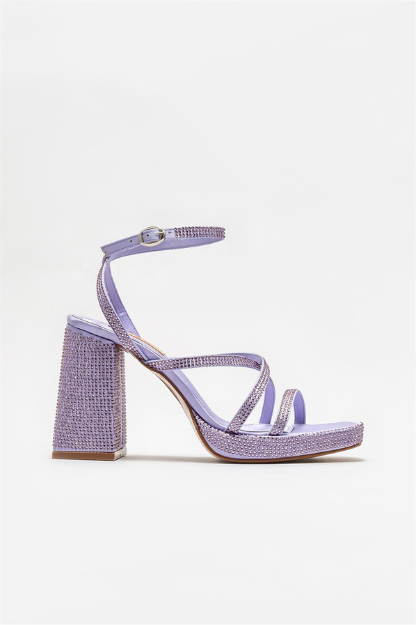 Lila topuklu kadın sandalet - Elle Shoes