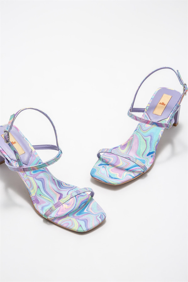 Lila topuklu kadın sandalet - Elle Shoes