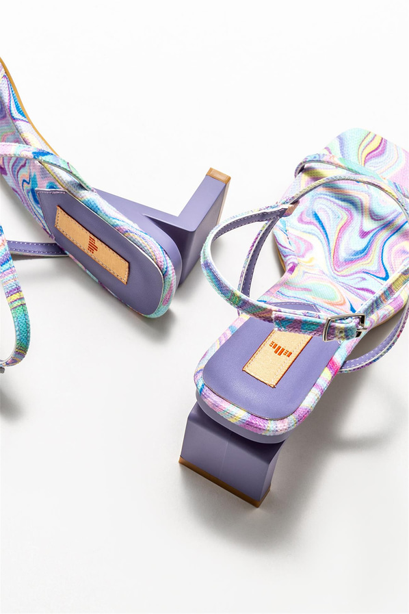 Lila topuklu kadın sandalet - Elle Shoes