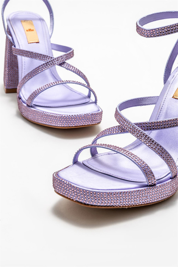 Lila topuklu kadın sandalet - Elle Shoes