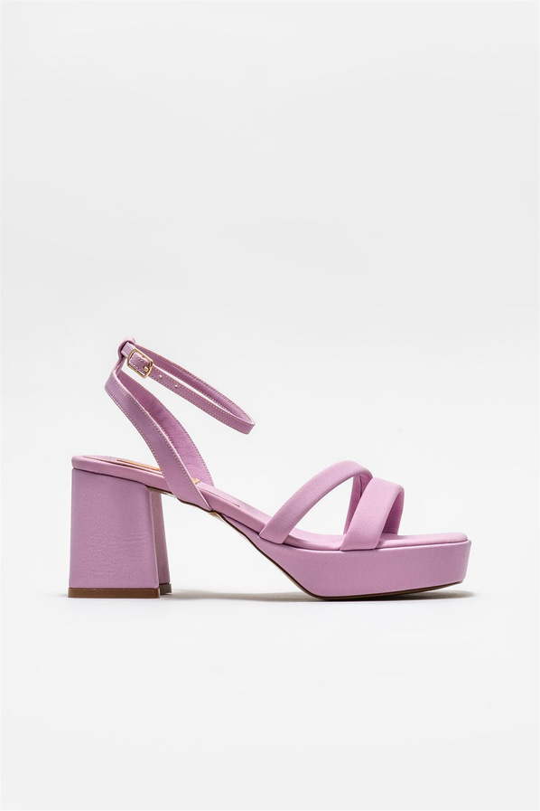 Lila topuklu kadın sandalet - Elle Shoes