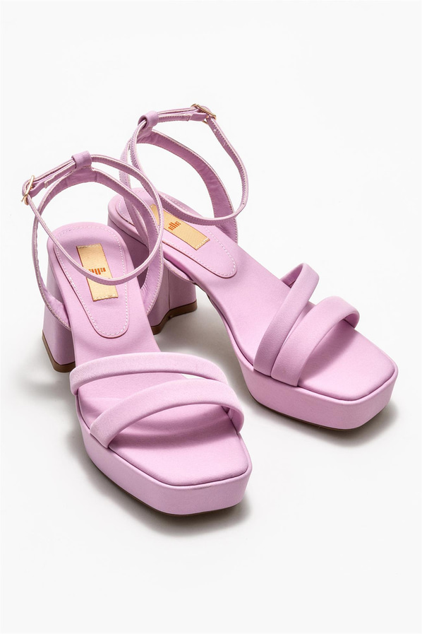 Lila topuklu kadın sandalet - Elle Shoes