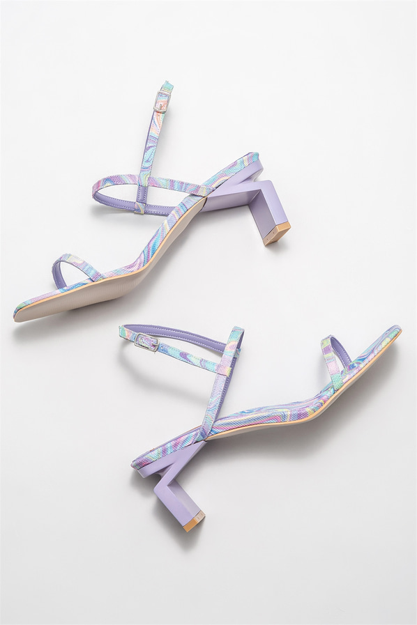 Lila topuklu kadın sandalet - Elle Shoes