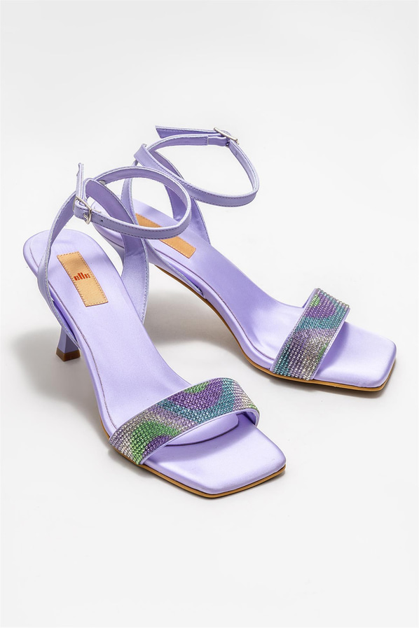 Lila topuklu kadın sandalet - Elle Shoes