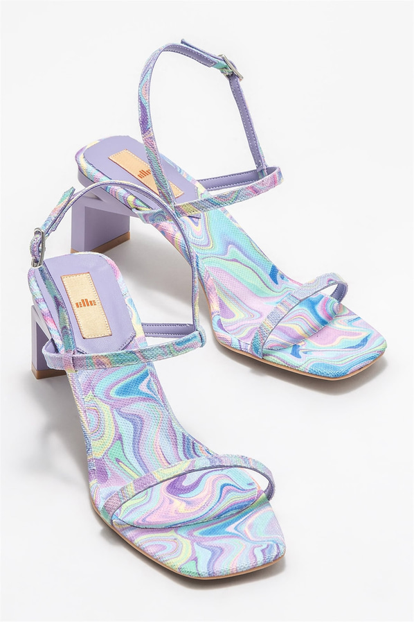 Lila topuklu kadın sandalet - Elle Shoes