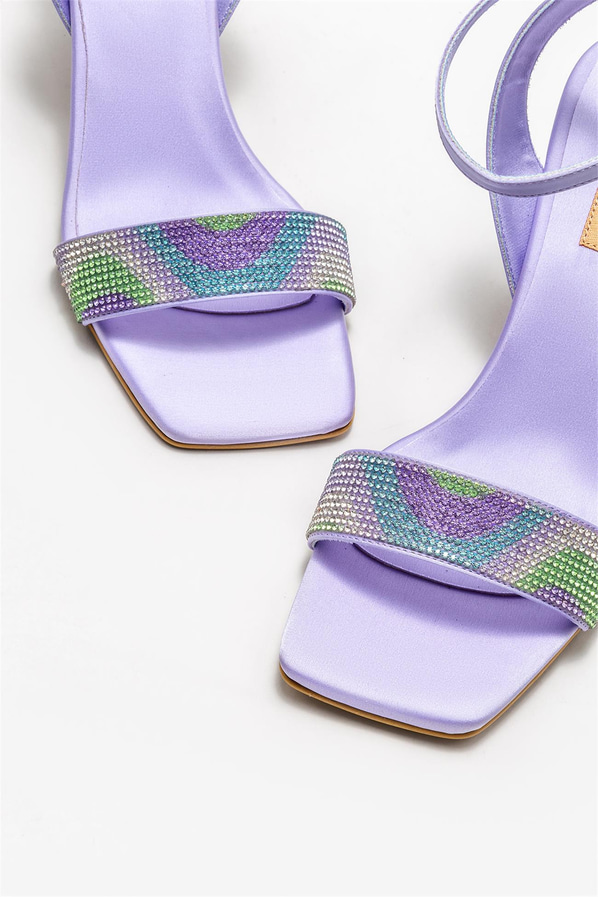 Lila topuklu kadın sandalet - Elle Shoes